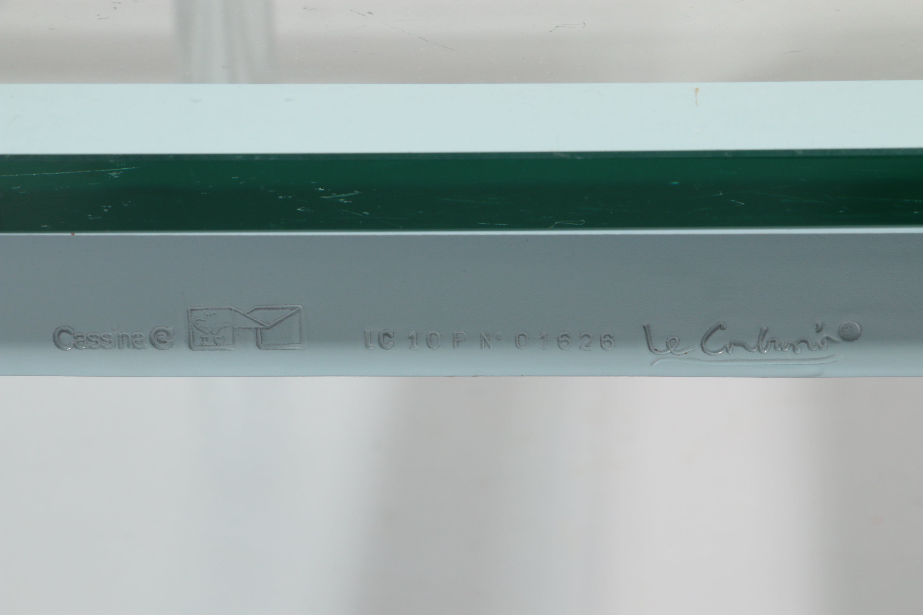 Cassina LC-10 Coffee Table 70×70 cm by Le Corbusier – Rare Light Blue Glass Edition