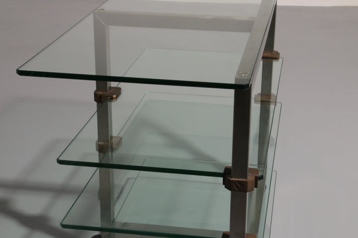 Rare 1970s Peter Ghyzcy  Side Table on Wheels