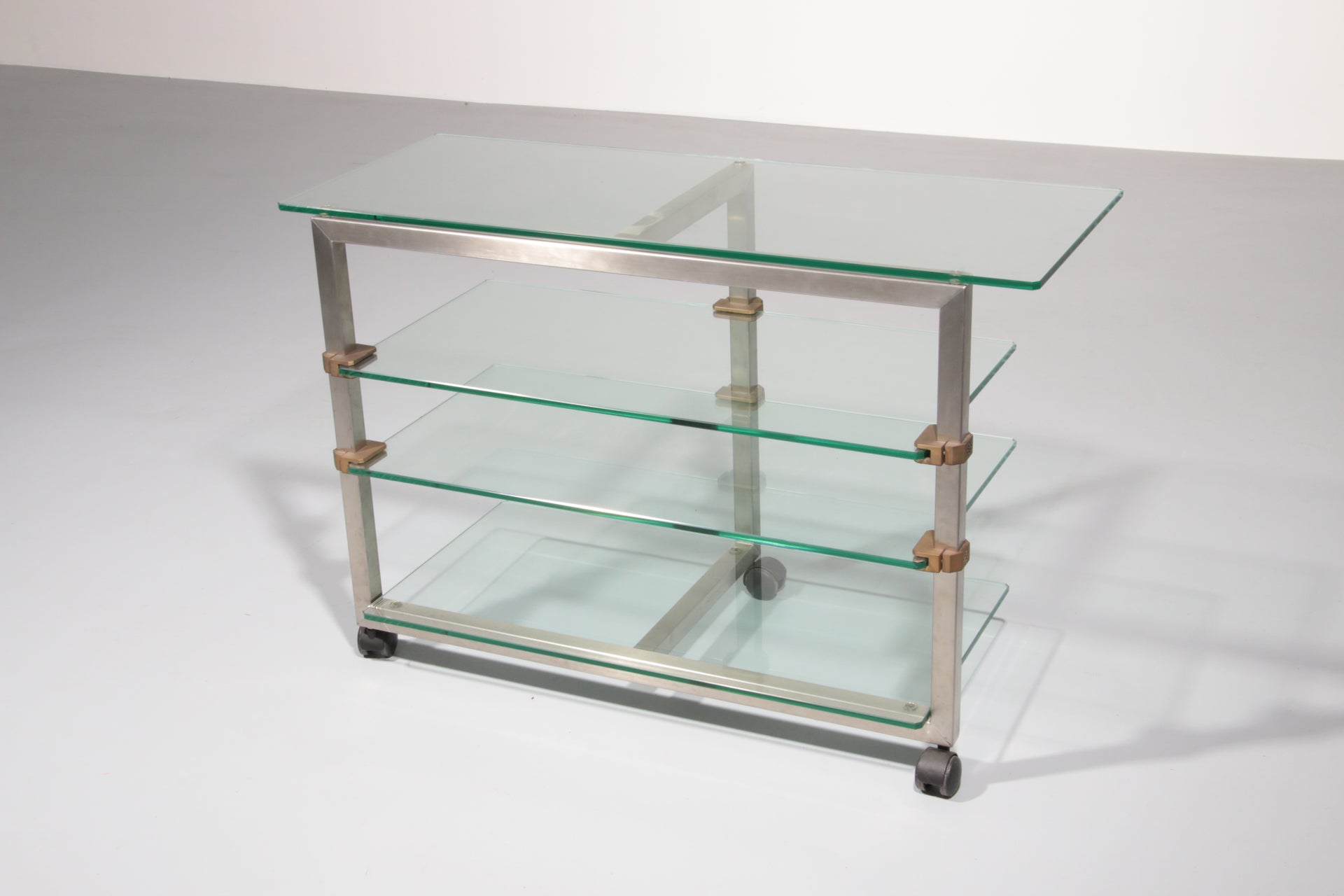 Rare 1970s Peter Ghyzcy  Side Table on Wheels