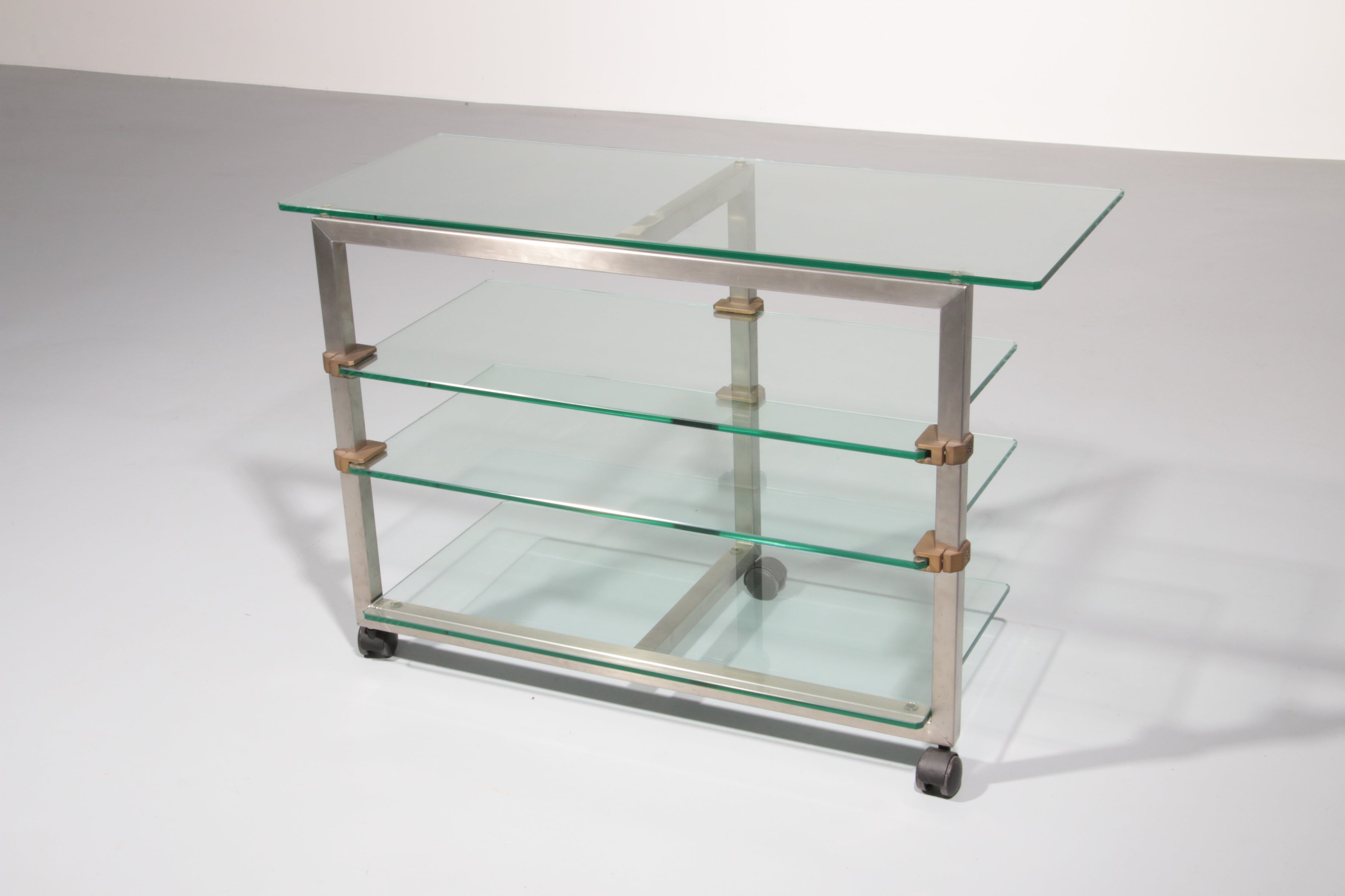 Rare 1970s Peter Ghyzcy  Side Table on Wheels