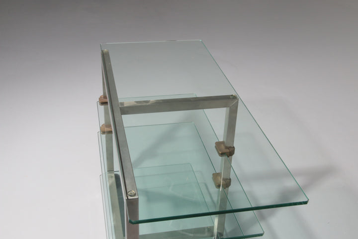 Rare 1970s Peter Ghyzcy  Side Table on Wheels