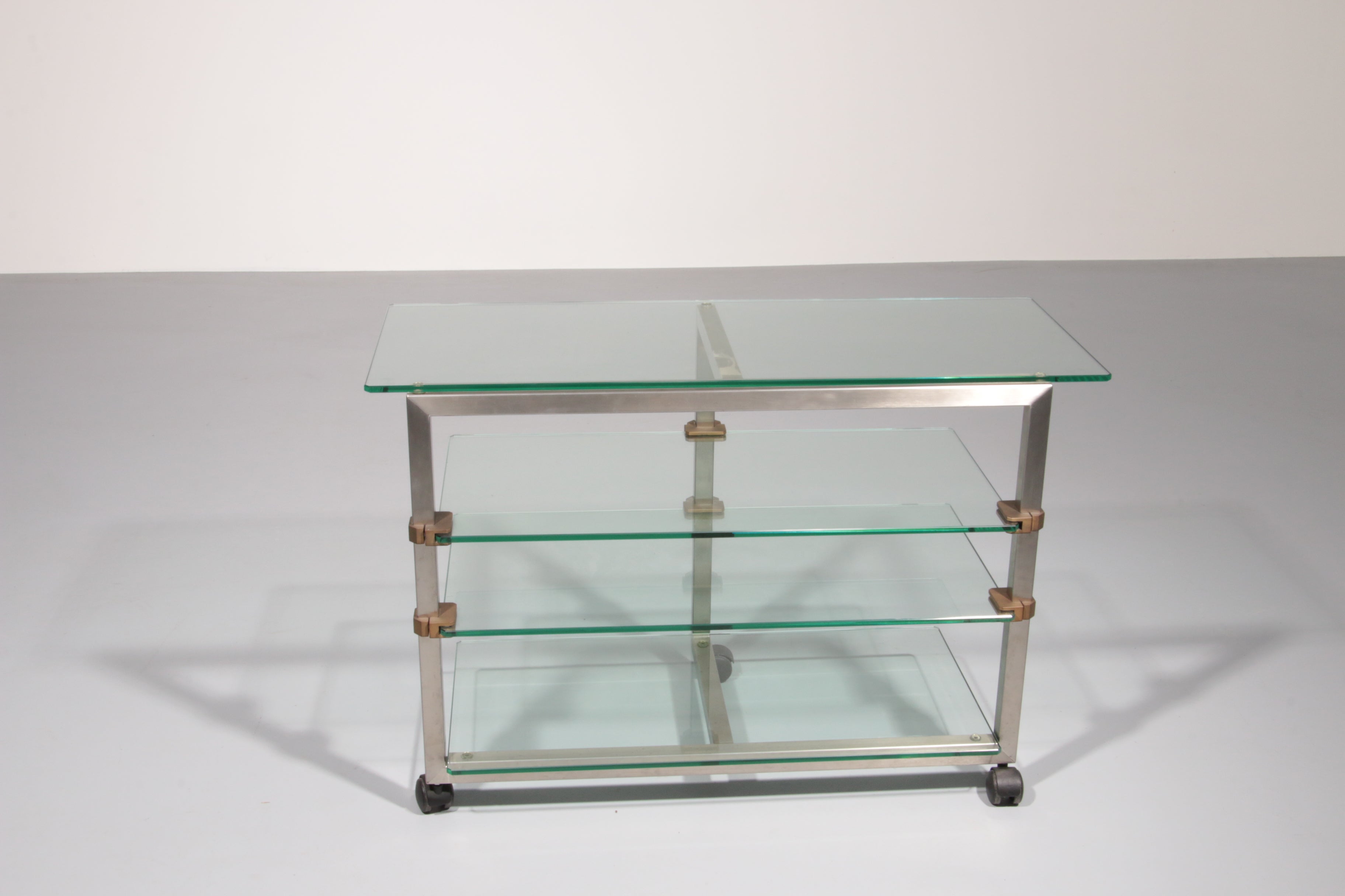 Rare 1970s Peter Ghyzcy  Side Table on Wheels