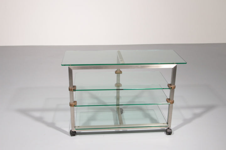 Rare 1970s Peter Ghyzcy  Side Table on Wheels