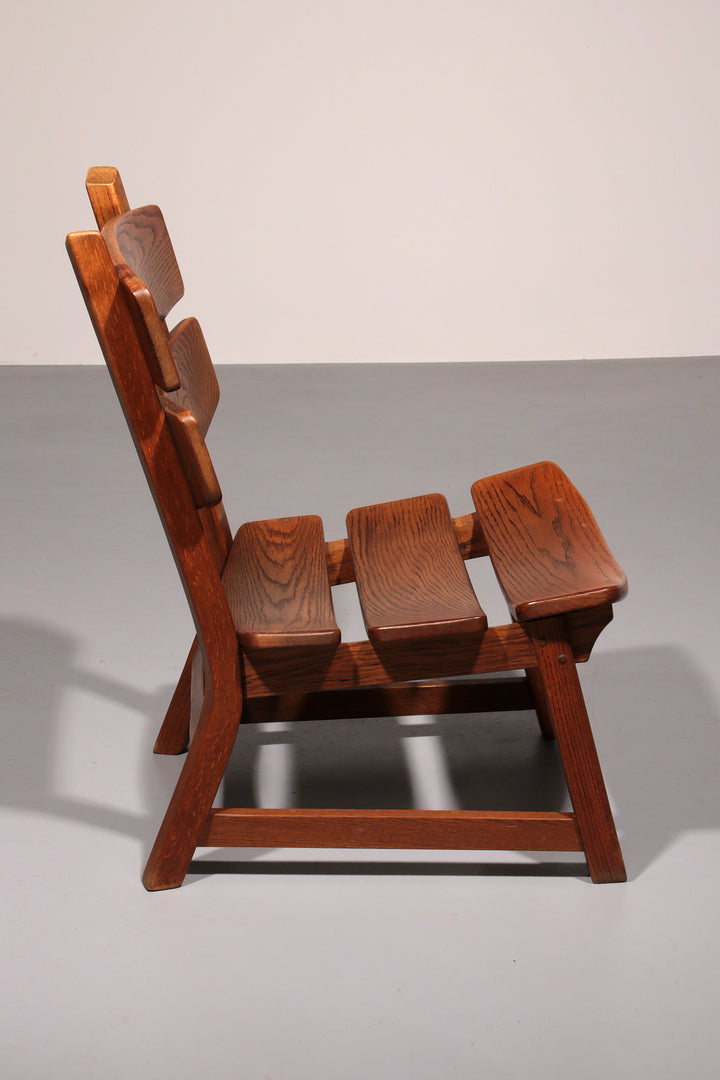 Dutch design stained solid oak chairs by Dittmann & Co for AWA 1960s