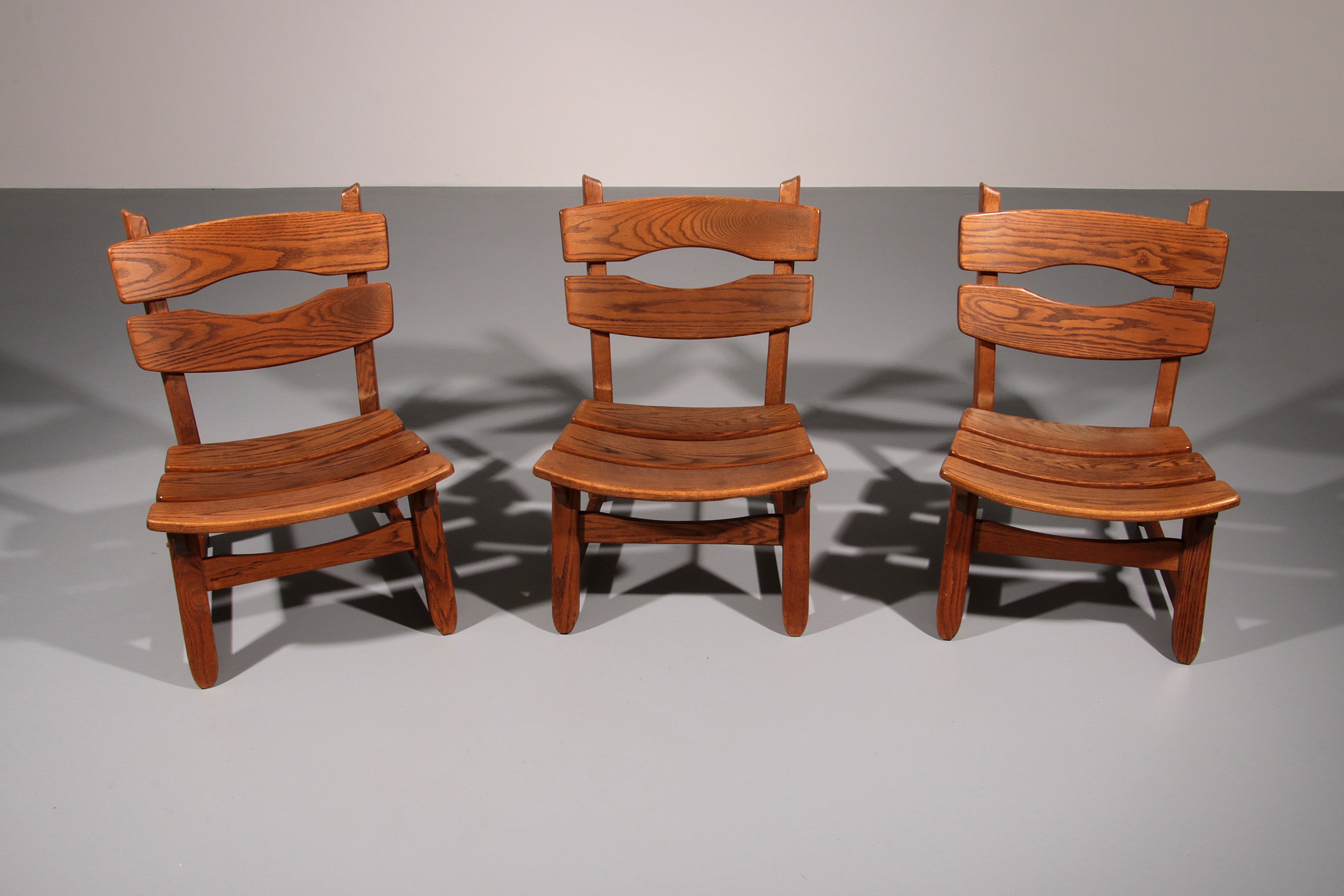 Dutch design stained solid oak chairs by Dittmann & Co for AWA 1960s