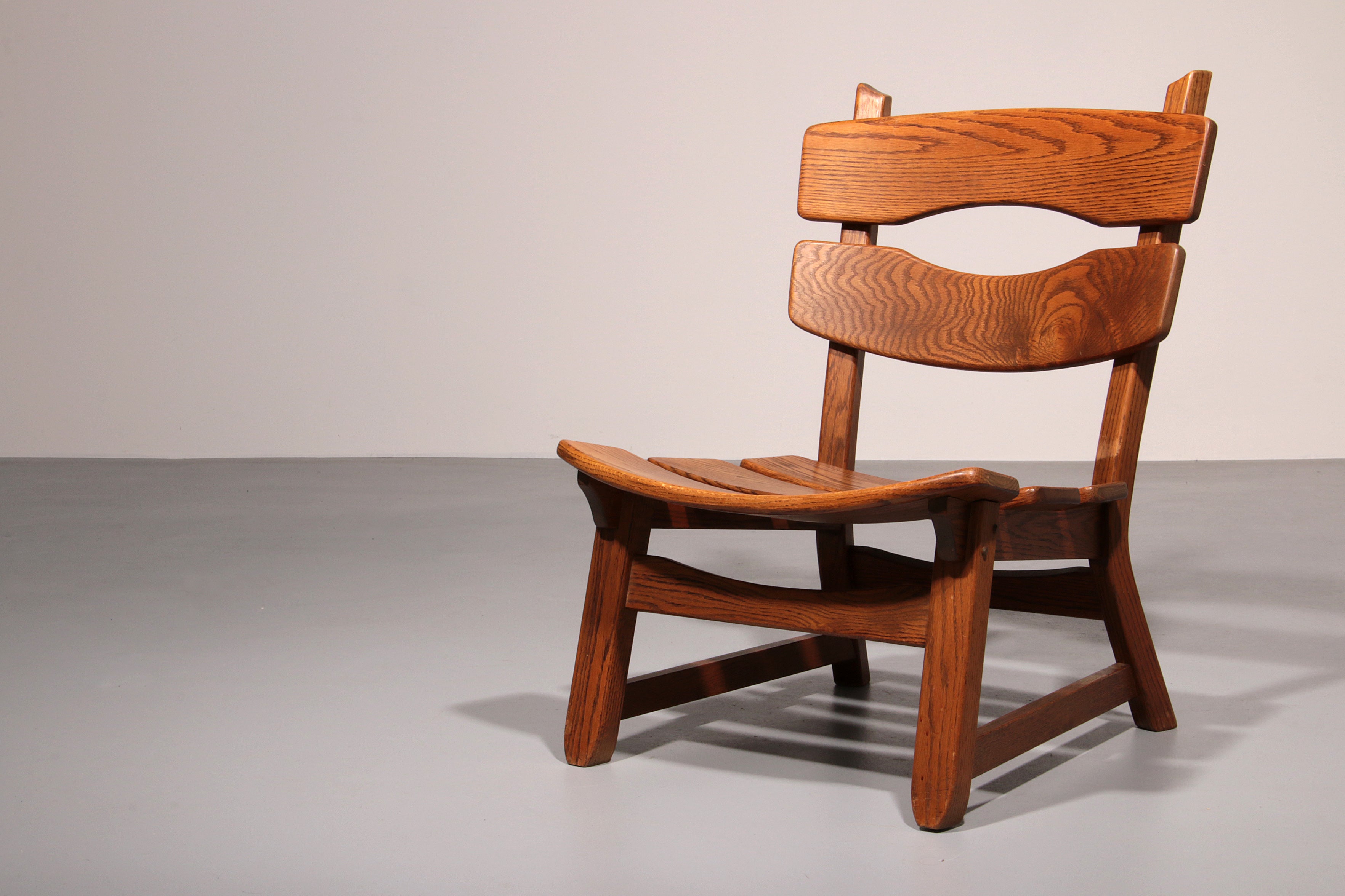 Dutch design stained solid oak chairs by Dittmann & Co for AWA 1960s