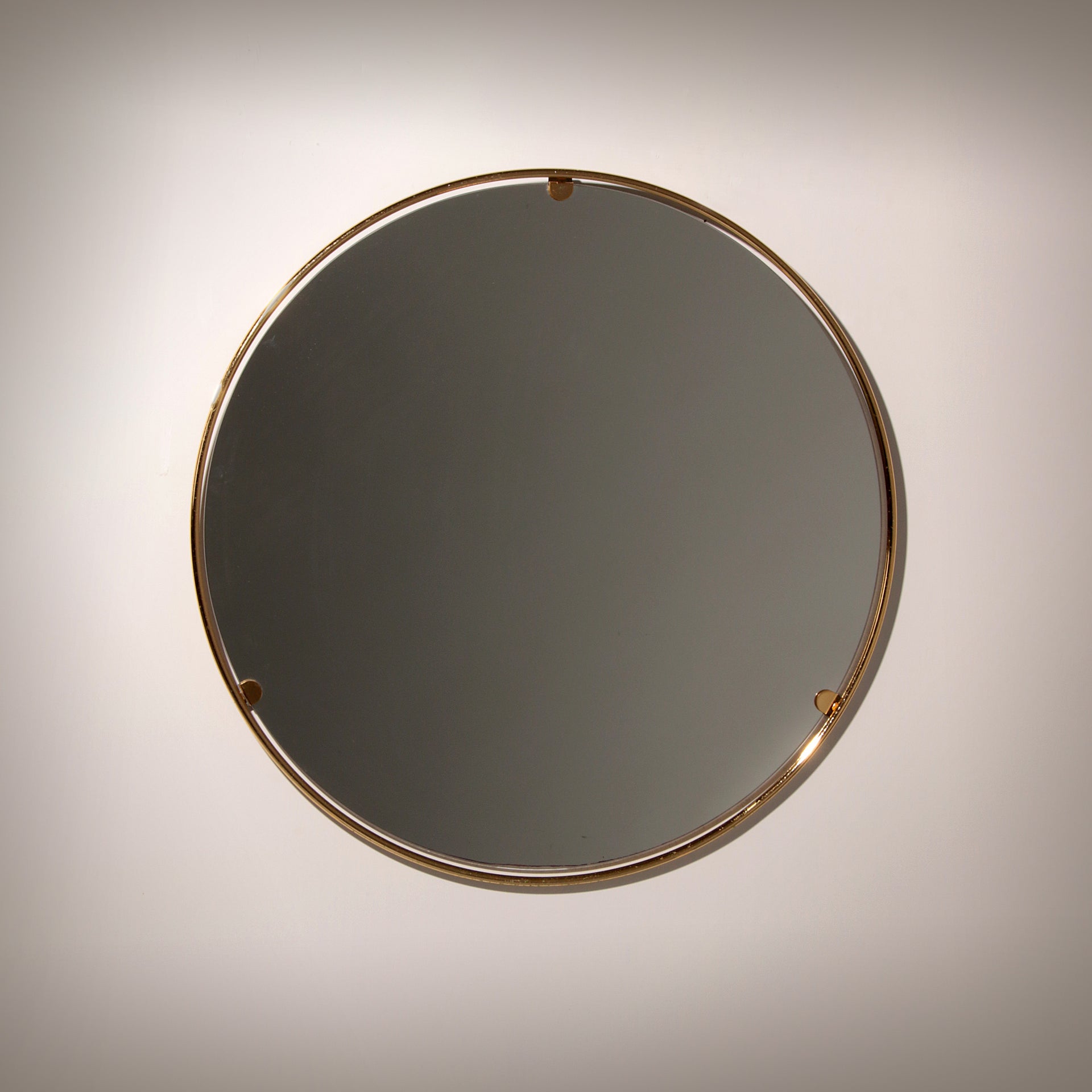 Italian 1960s Solid Brass Wall Mirror with Original Patina – Milan Nightlife Provenance
