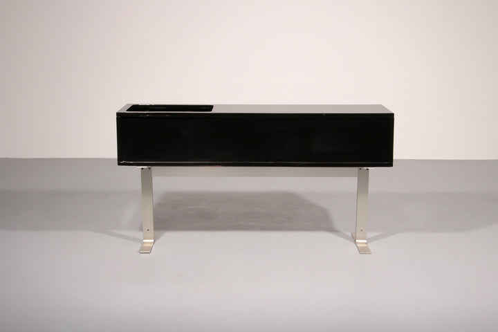 Stunning Willy Rizzo Bar / Sideboard in Black & Stainless Steel, Italy 1969