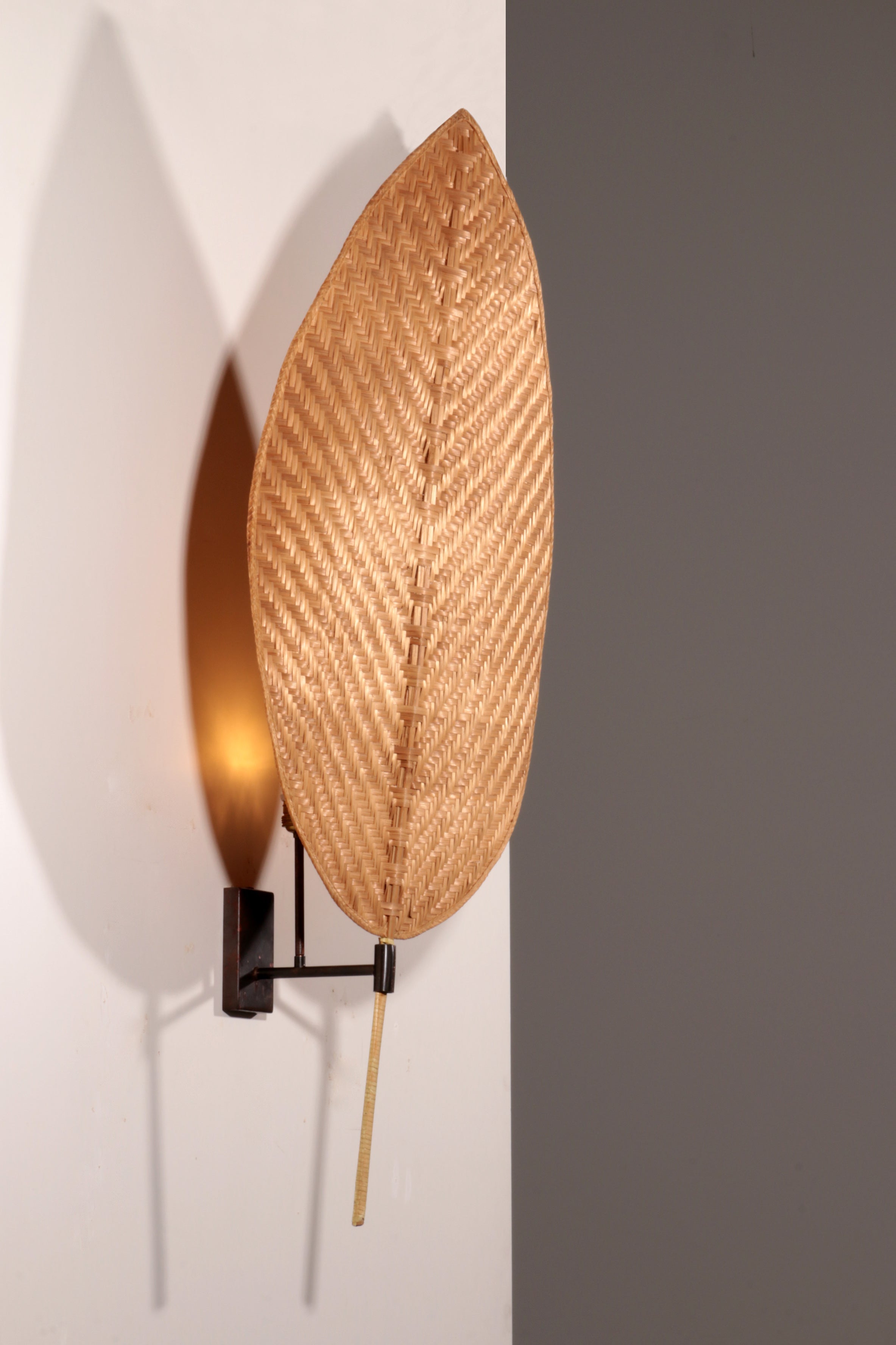 Italian Rattan Fan Sconces by Vivai del Sud,1970
