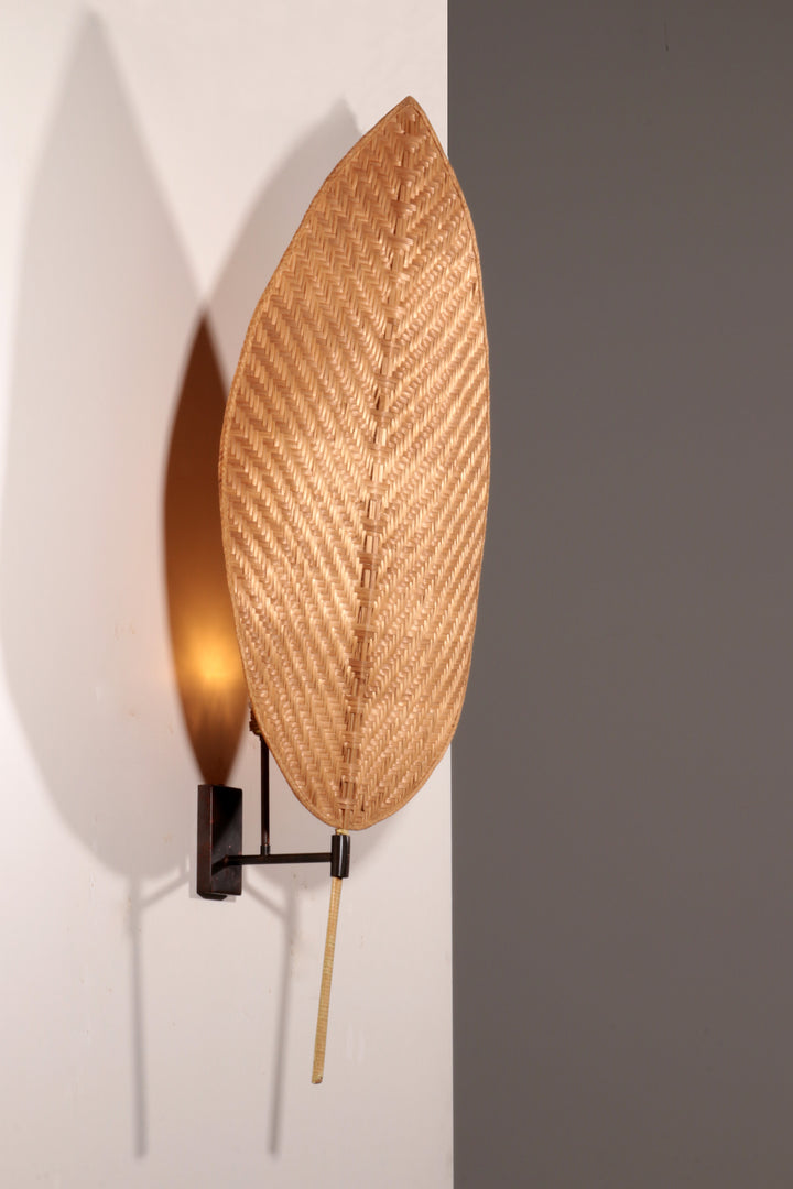 Italian Rattan Fan Sconces by Vivai del Sud,1970