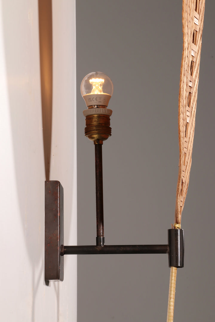 Italian Rattan Fan Sconces by Vivai del Sud,1970