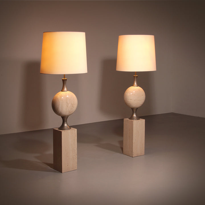 Travertine Floor Lamp by Philippe Barbier for Maison Barbier Monumental Piece 70s