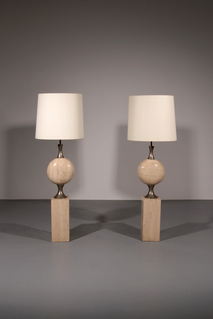 Travertine Floor Lamp by Philippe Barbier for Maison Barbier Monumental Piece 70s