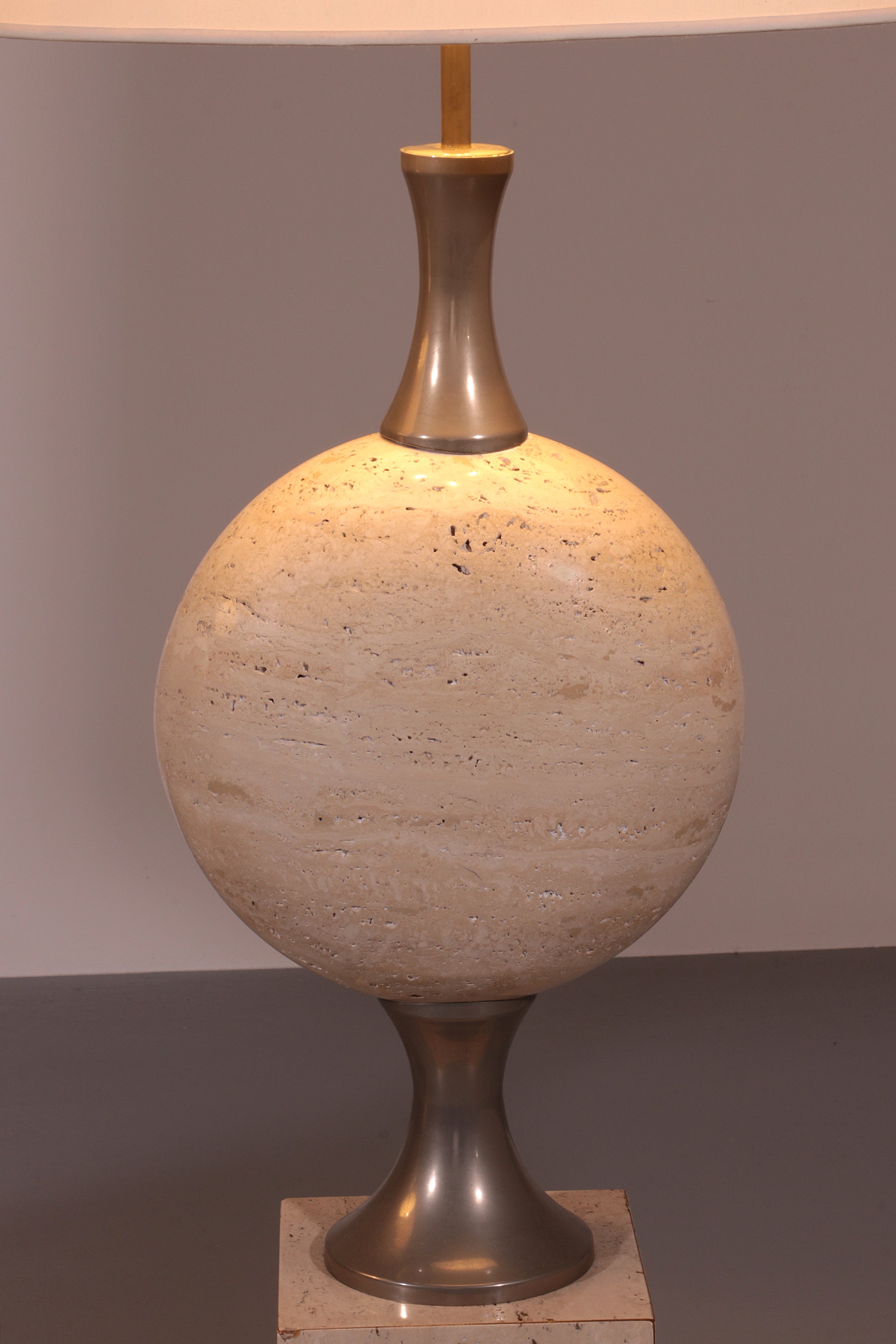 Travertine Floor Lamp by Philippe Barbier for Maison Barbier Monumental Piece 70s
