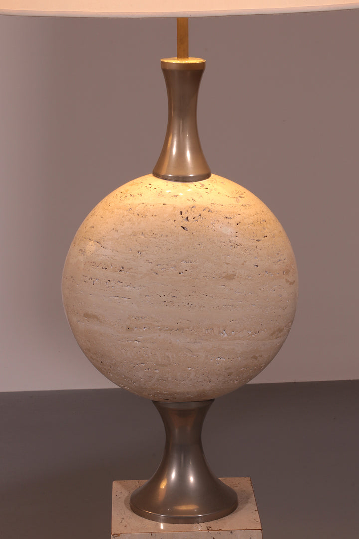Travertine Floor Lamp by Philippe Barbier for Maison Barbier Monumental Piece 70s