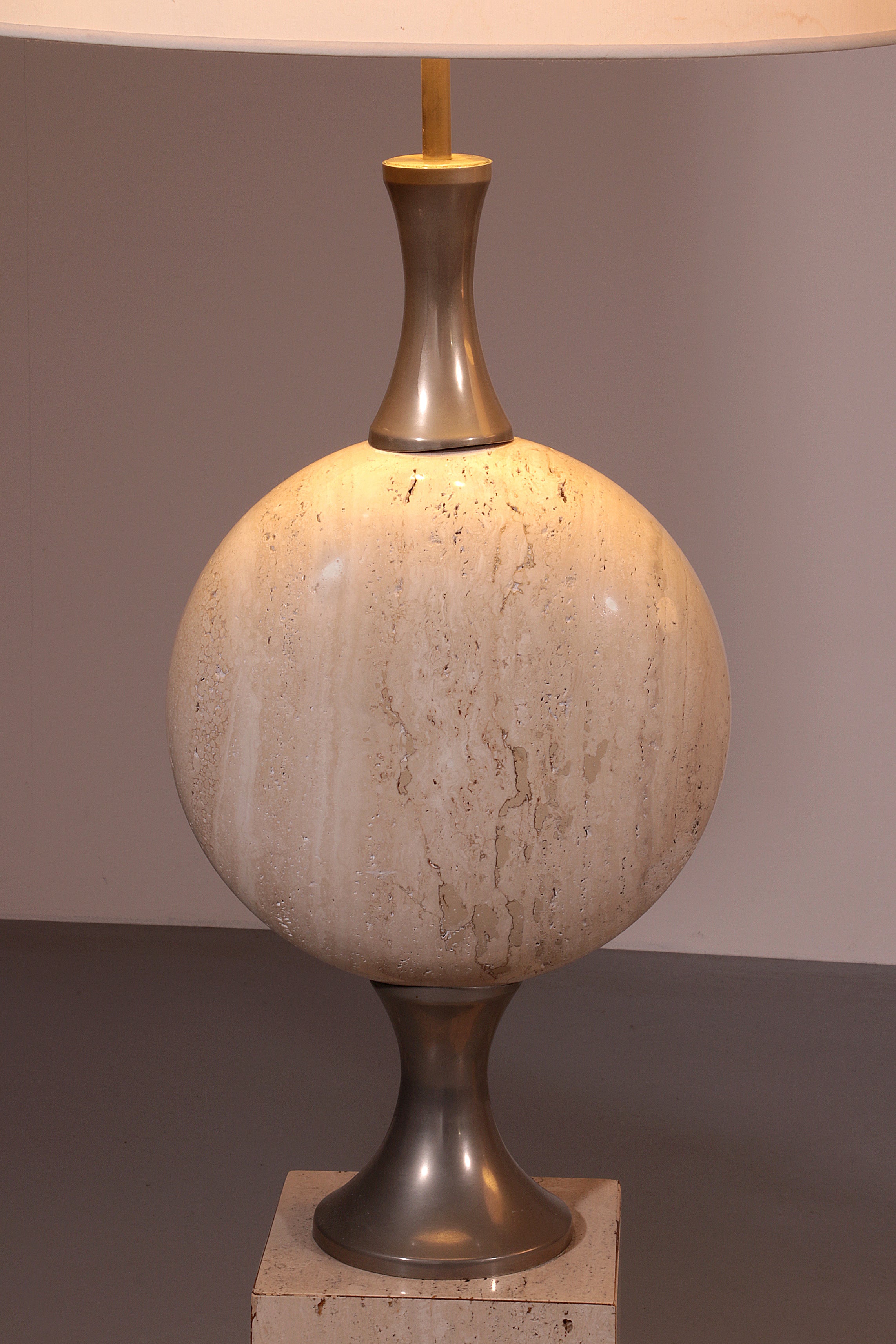 Travertine Floor Lamp by Philippe Barbier for Maison Barbier Monumental Piece 70s