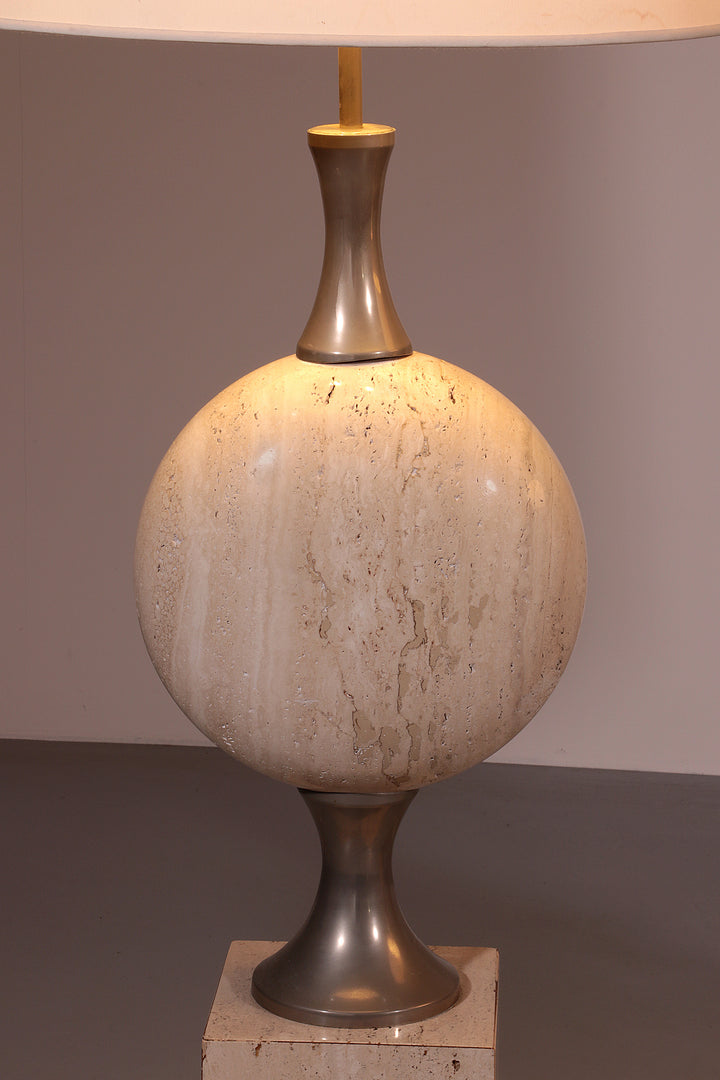 Travertine Floor Lamp by Philippe Barbier for Maison Barbier Monumental Piece 70s
