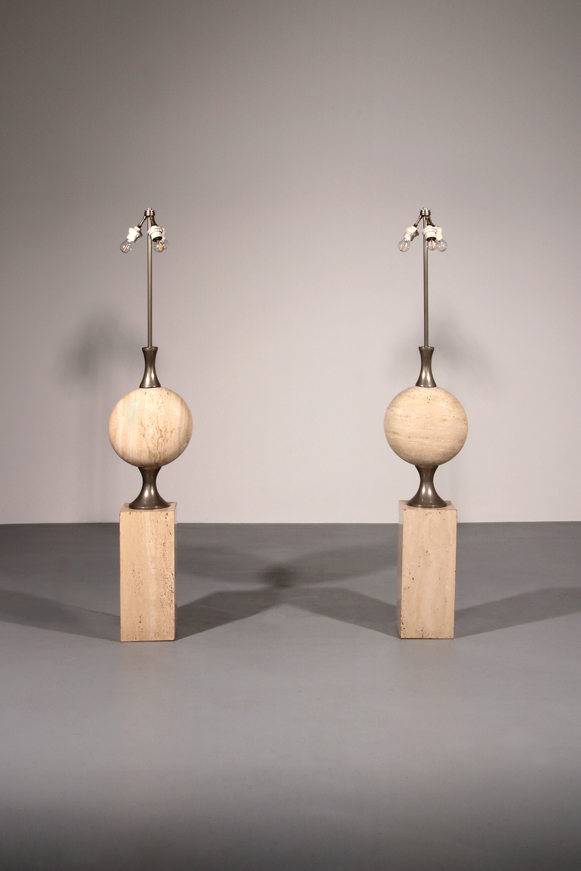 Travertine Floor Lamp by Philippe Barbier for Maison Barbier Monumental Piece 70s