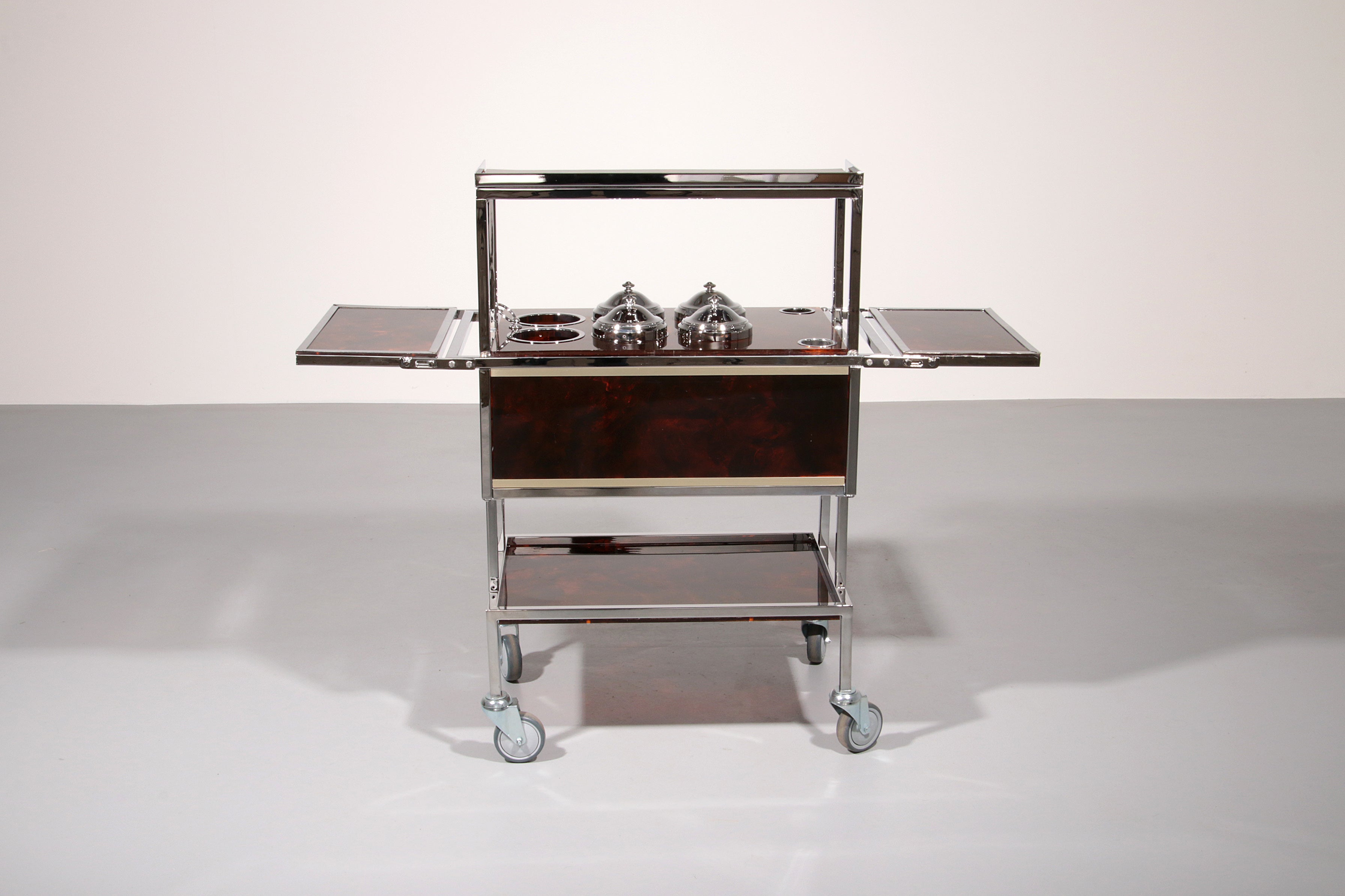 Italian Ice Cream Cart of Chrome and Faux Tortoise