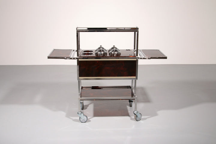 Italian Ice Cream Cart of Chrome and Faux Tortoise