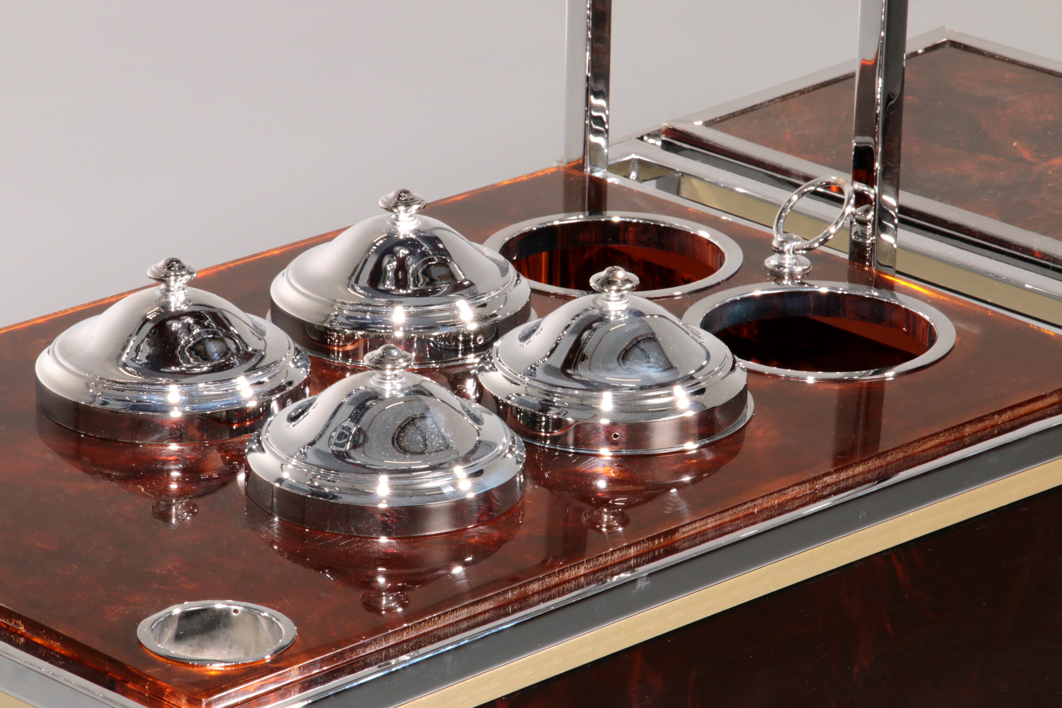 Italian Ice Cream Cart of Chrome and Faux Tortoise
