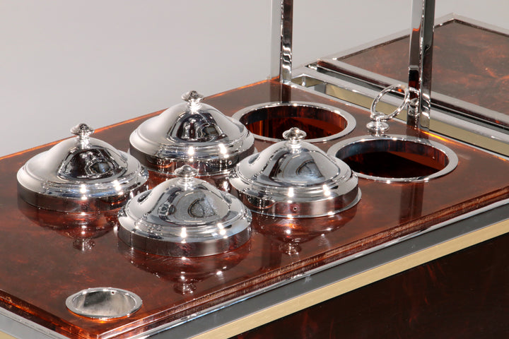 Italian Ice Cream Cart of Chrome and Faux Tortoise