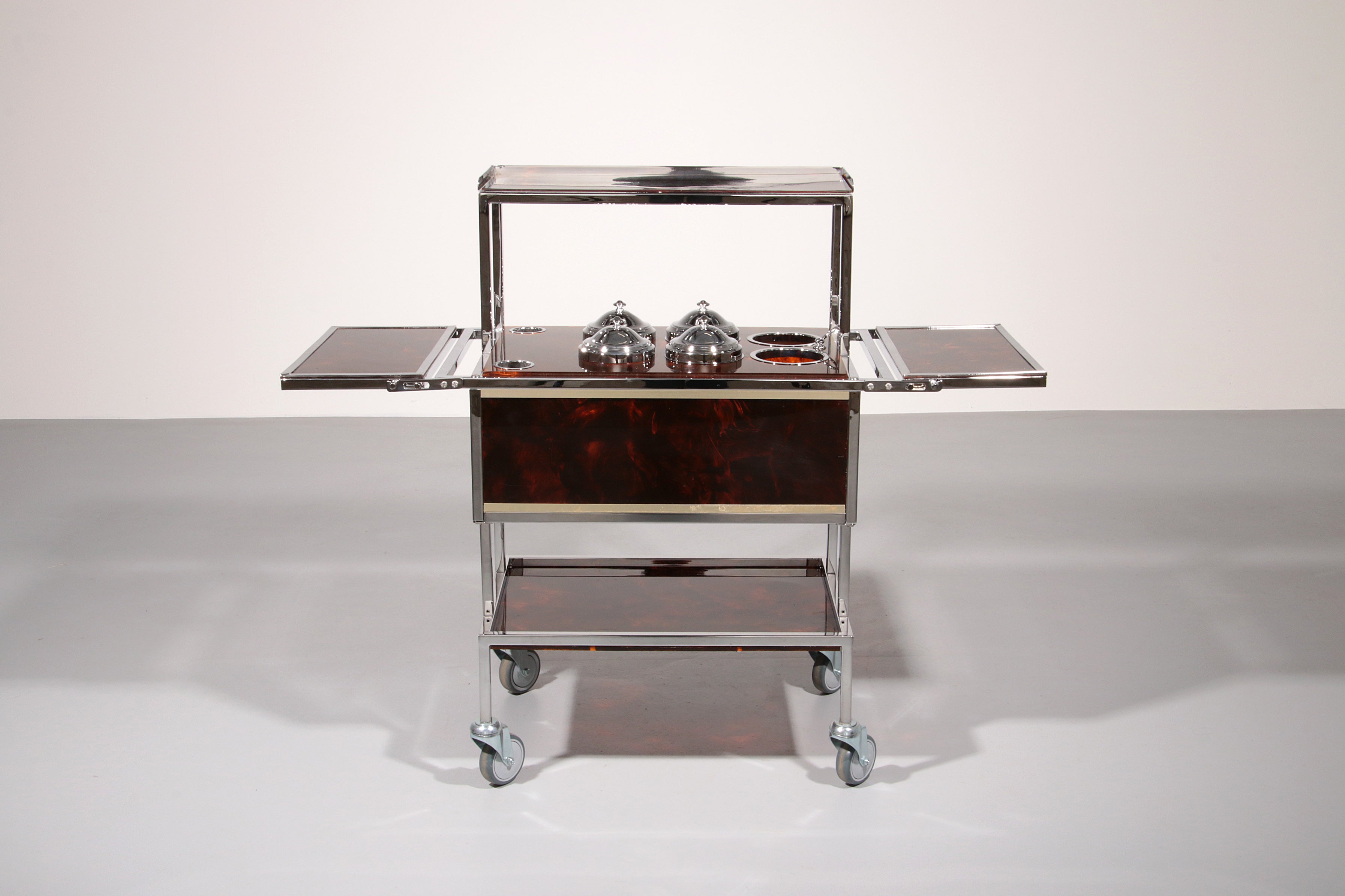Italian Ice Cream Cart of Chrome and Faux Tortoise