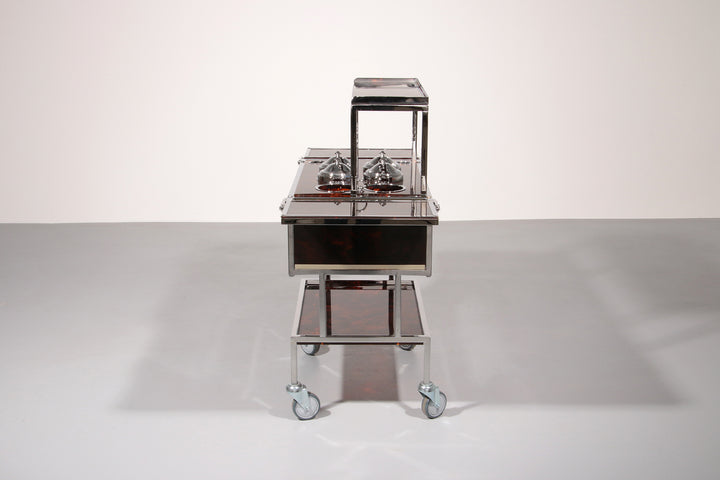 Italian Ice Cream Cart of Chrome and Faux Tortoise