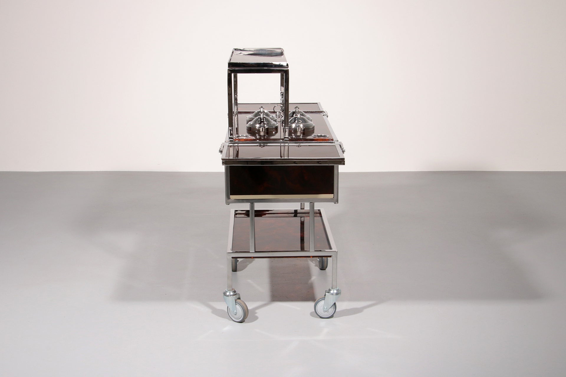 Italian Ice Cream Cart of Chrome and Faux Tortoise