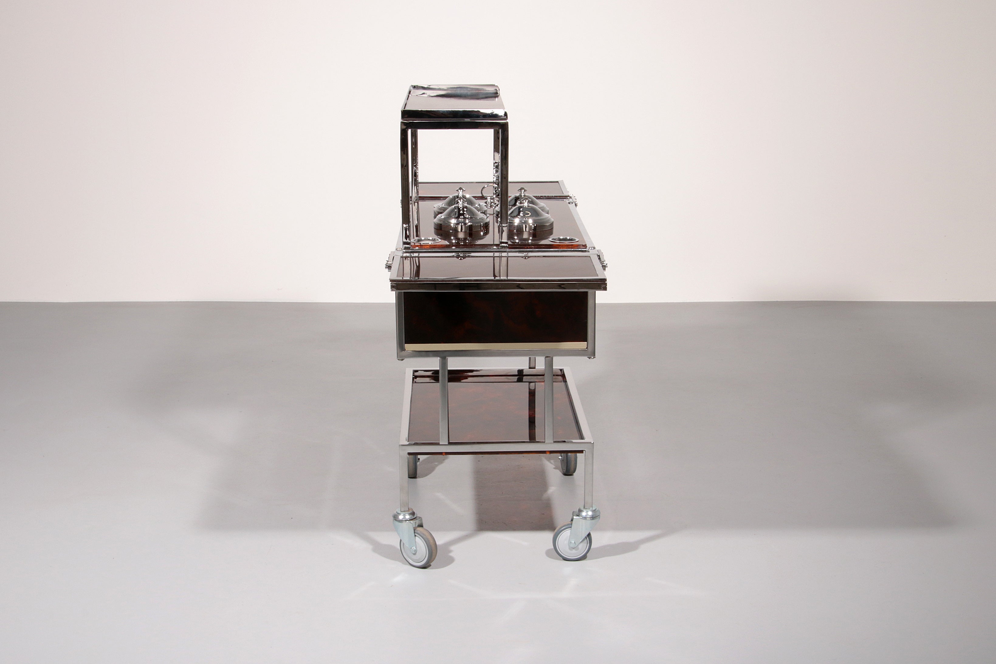 Italian Ice Cream Cart of Chrome and Faux Tortoise