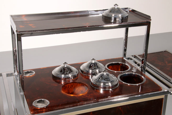 Italian Ice Cream Cart of Chrome and Faux Tortoise