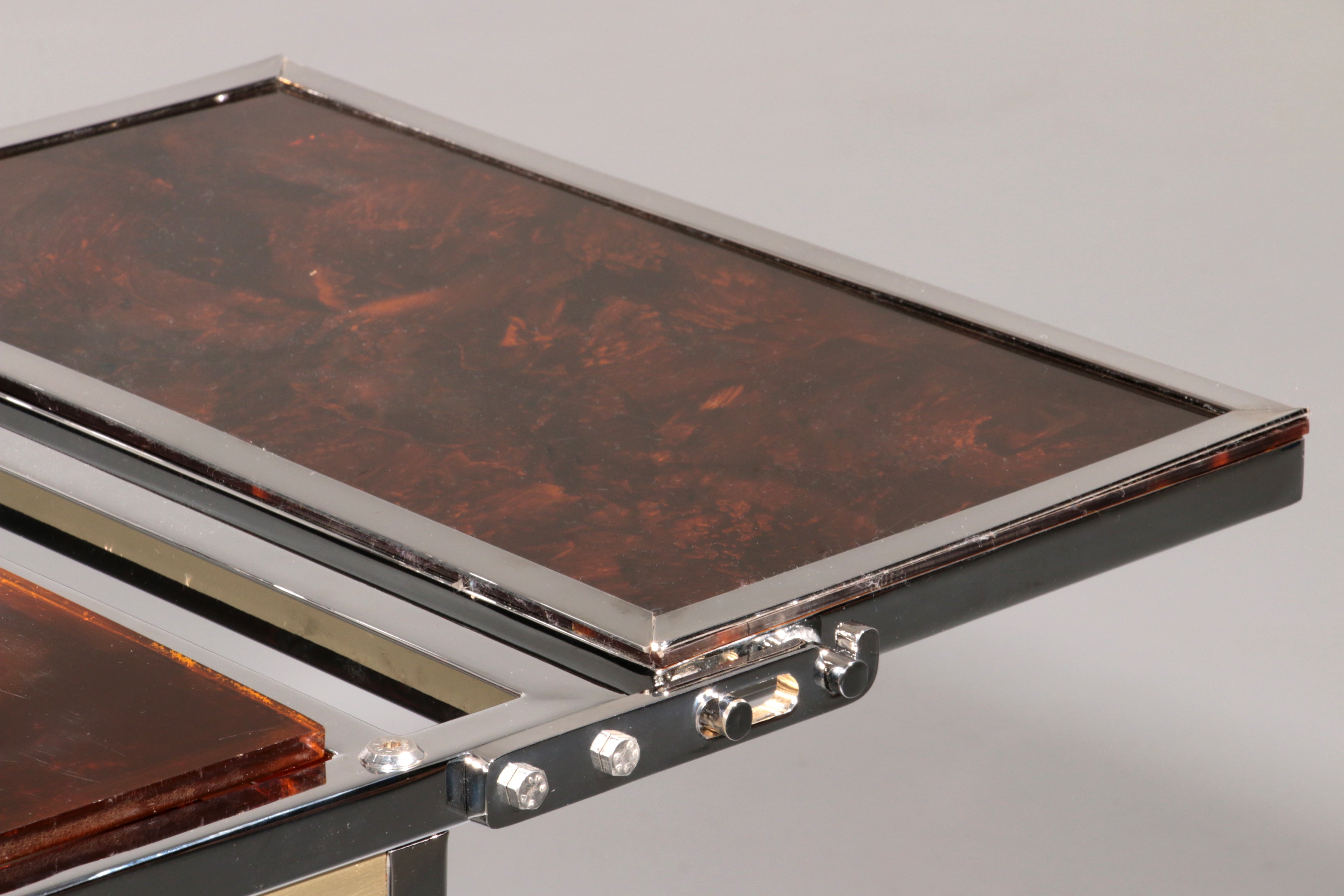 Italian Ice Cream Cart of Chrome and Faux Tortoise