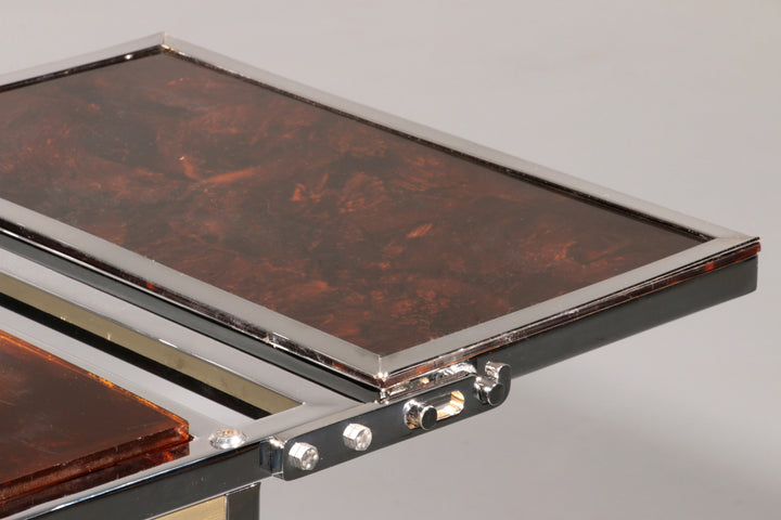 Italian Ice Cream Cart of Chrome and Faux Tortoise