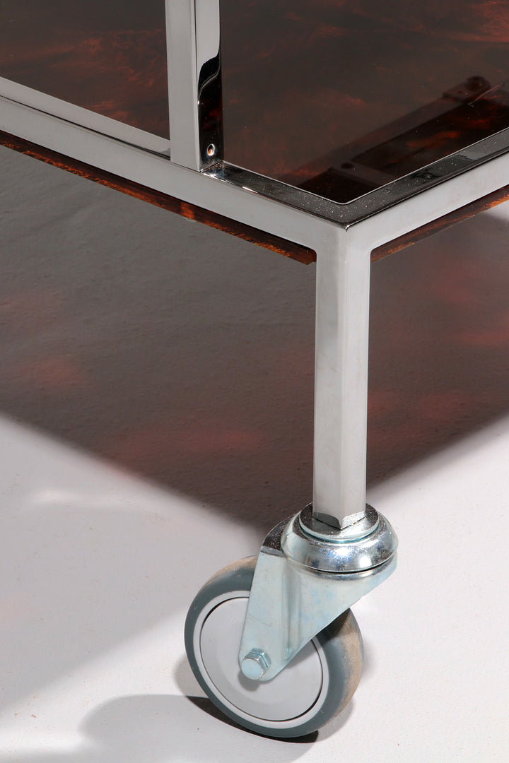 Italian Ice Cream Cart of Chrome and Faux Tortoise