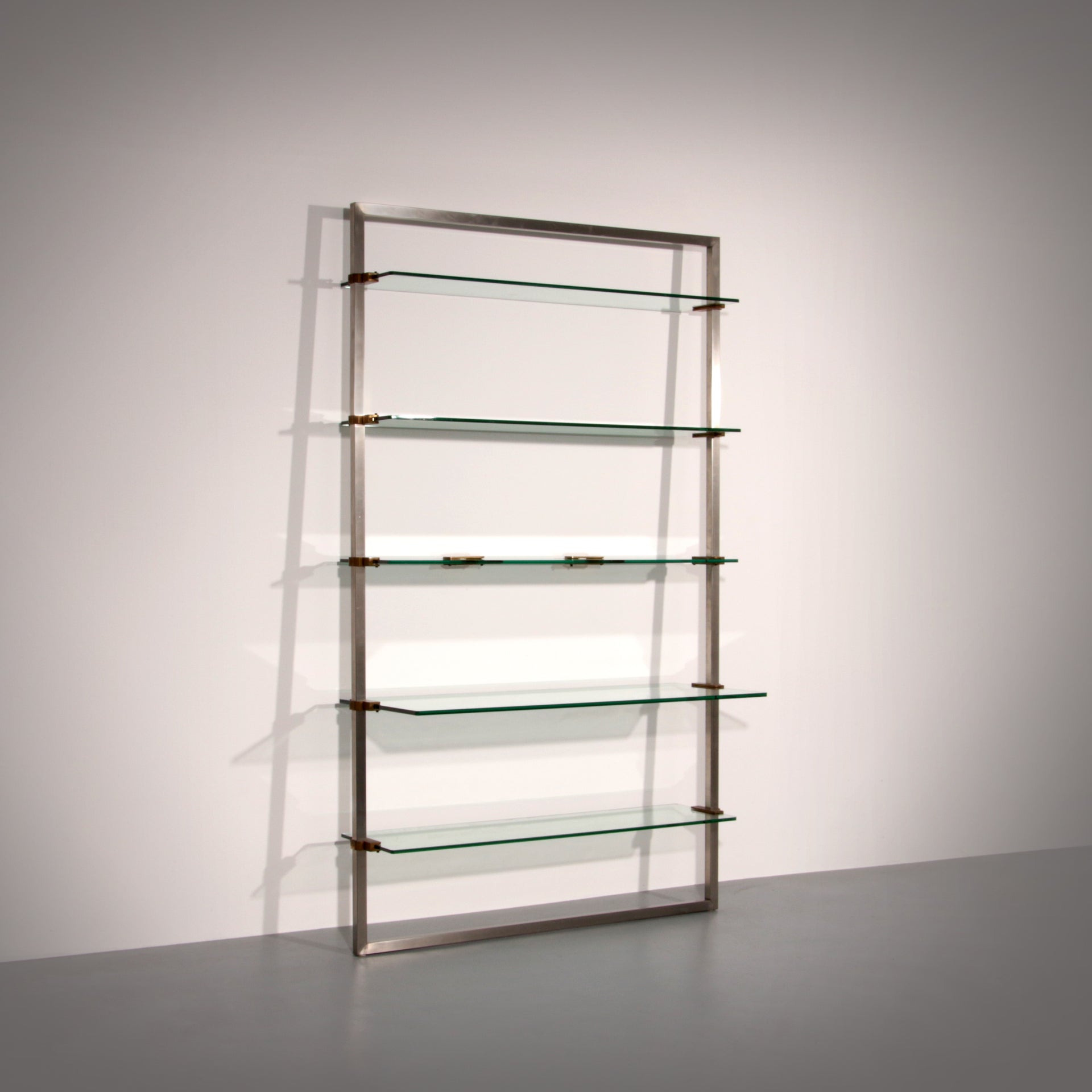 Peter Ghyczy 1970 Corner Cabinet – Iconic Stainless Steel and brass Model R16