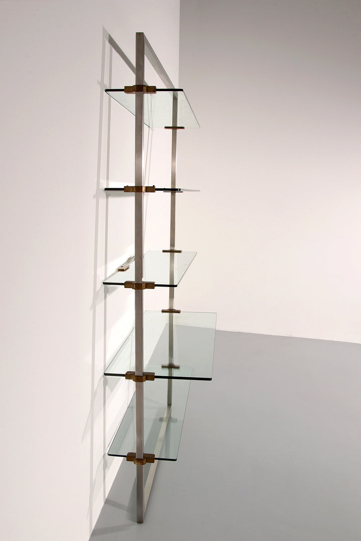 Peter Ghyczy 1970 Corner Cabinet – Iconic Stainless Steel and brass Model R16