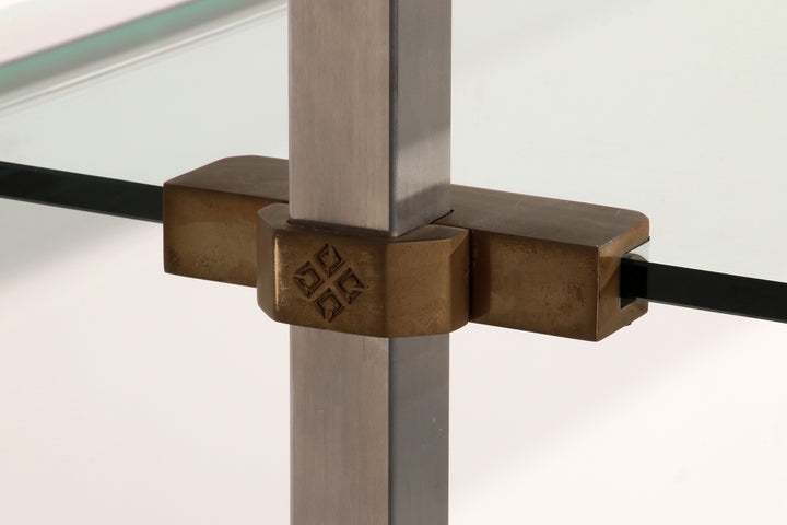 Peter Ghyczy 1970 Corner Cabinet – Iconic Stainless Steel and brass Model R16