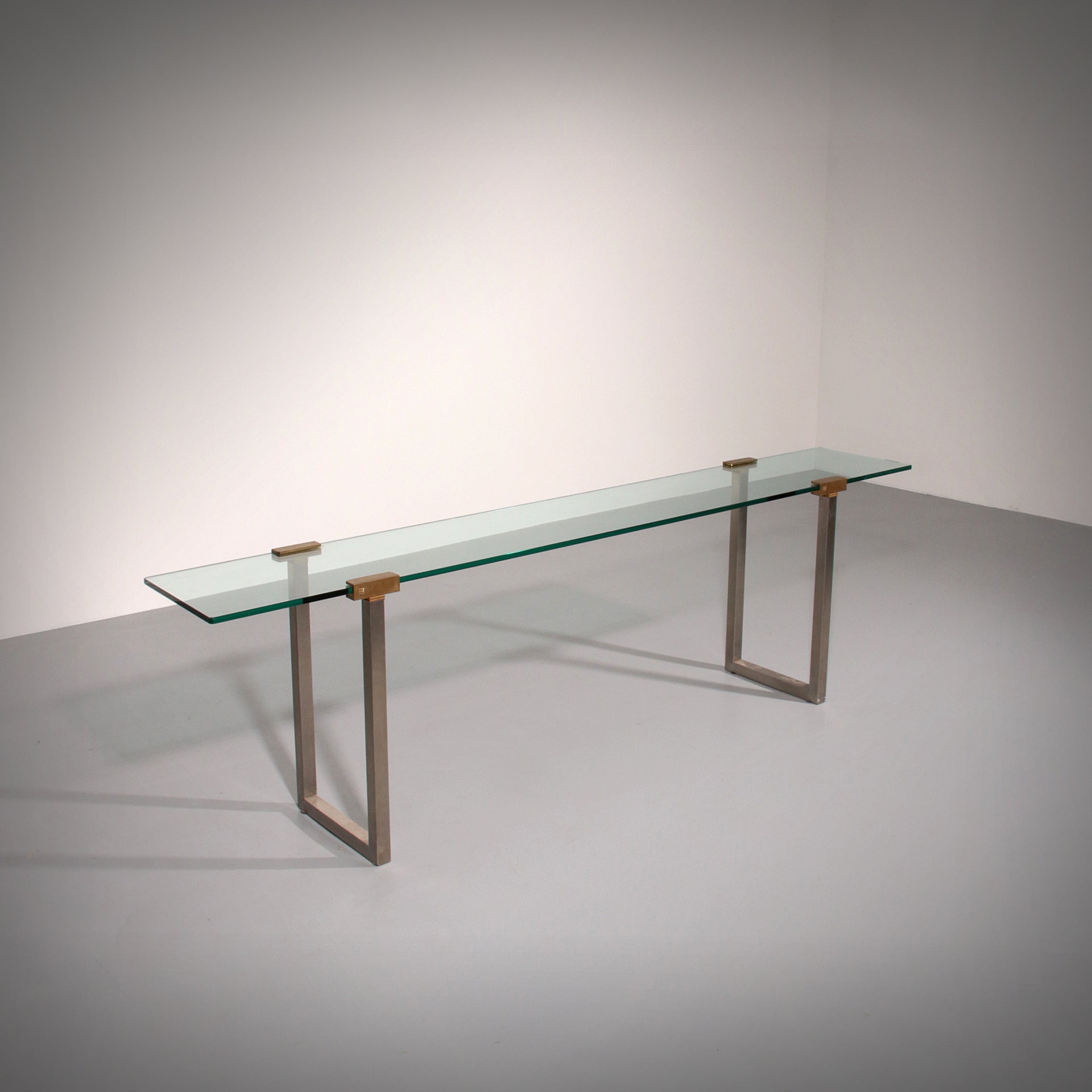 Side Table Glass and Brass by Peter Ghyczy Model T54 1970