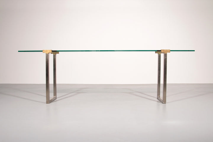 Side Table Glass and Brass by Peter Ghyczy Model T54 1970