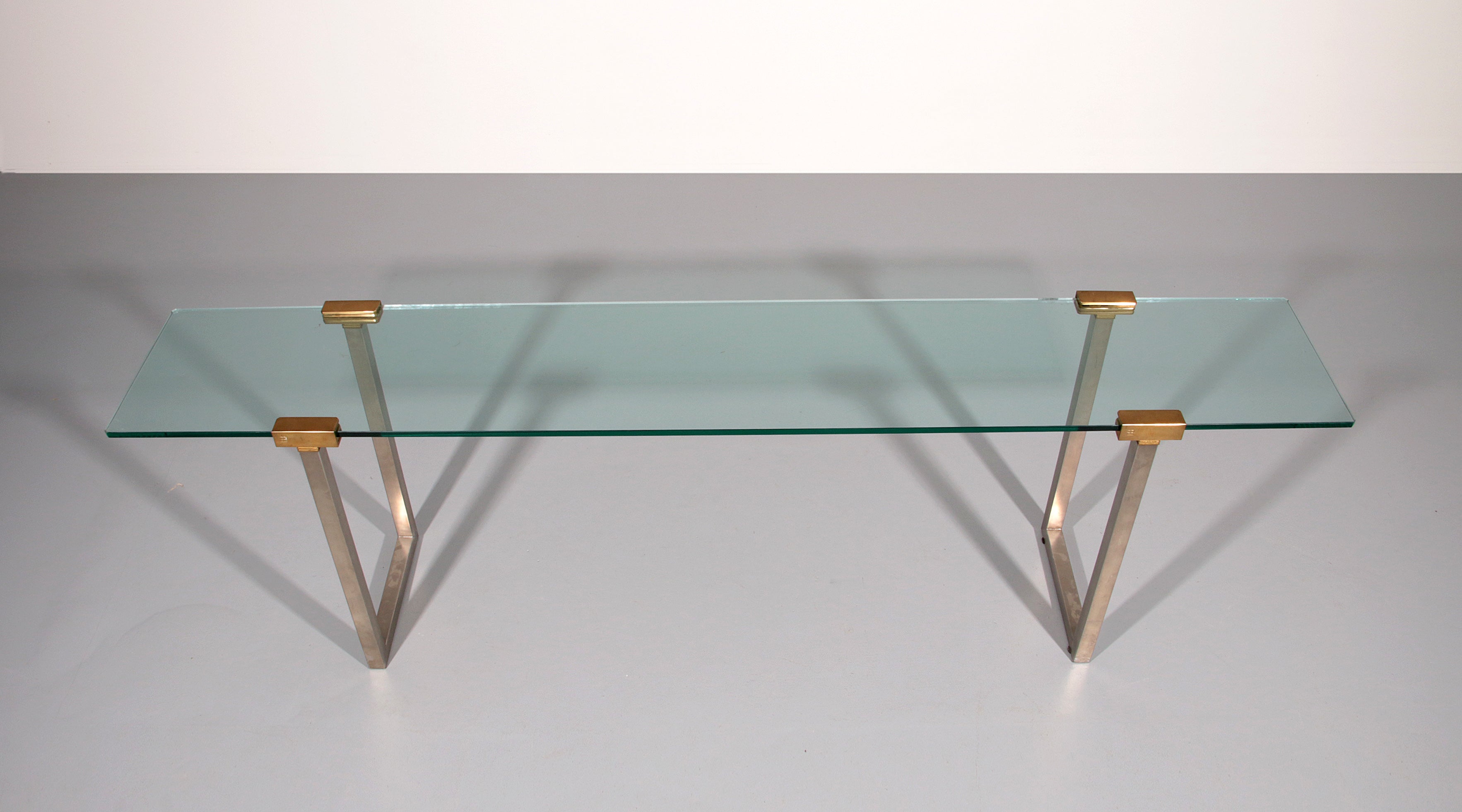 Side Table Glass and Brass by Peter Ghyczy Model T54 1970