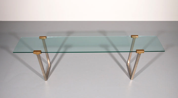 Side Table Glass and Brass by Peter Ghyczy Model T54 1970