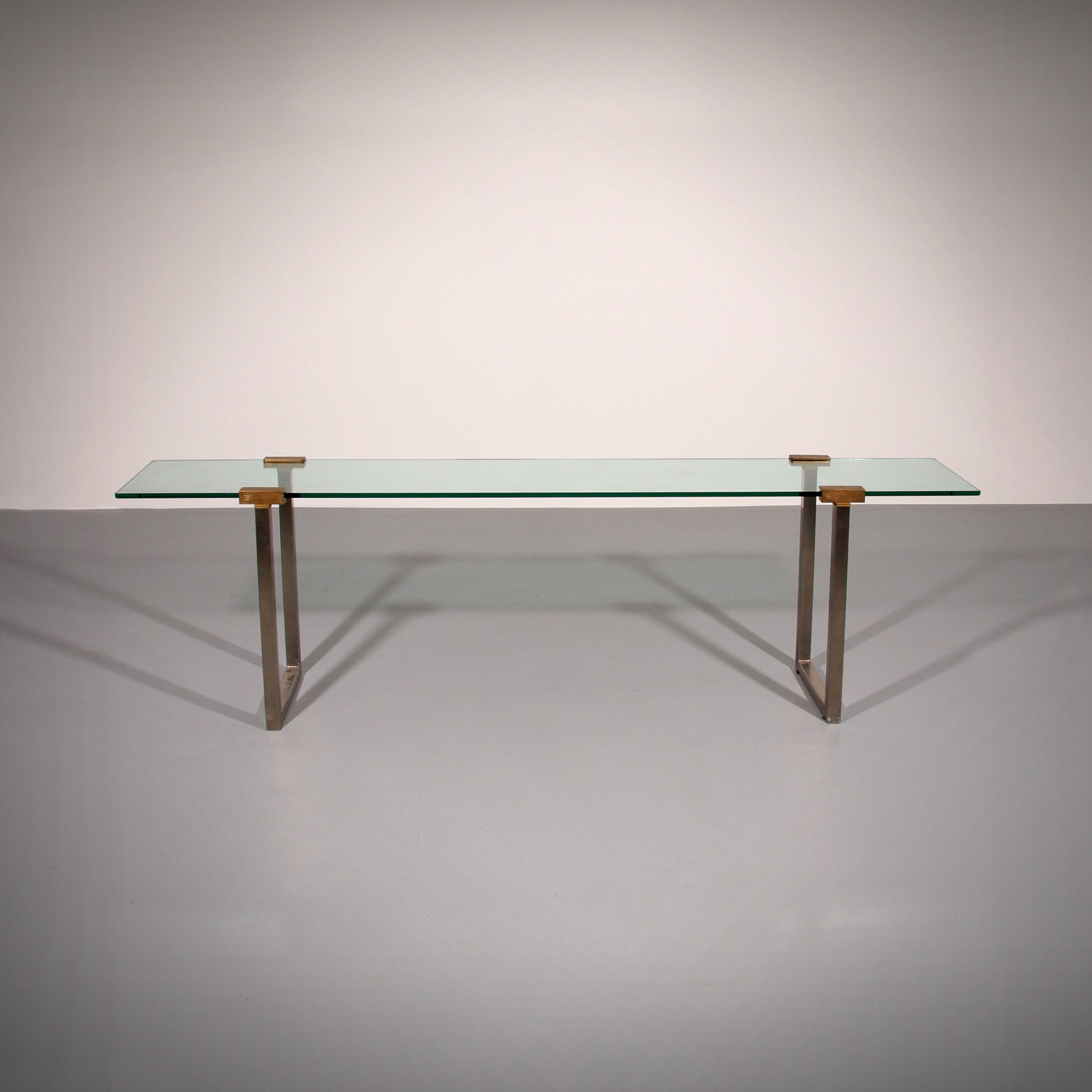 Side Table Glass and Brass by Peter Ghyczy Model T54 1970