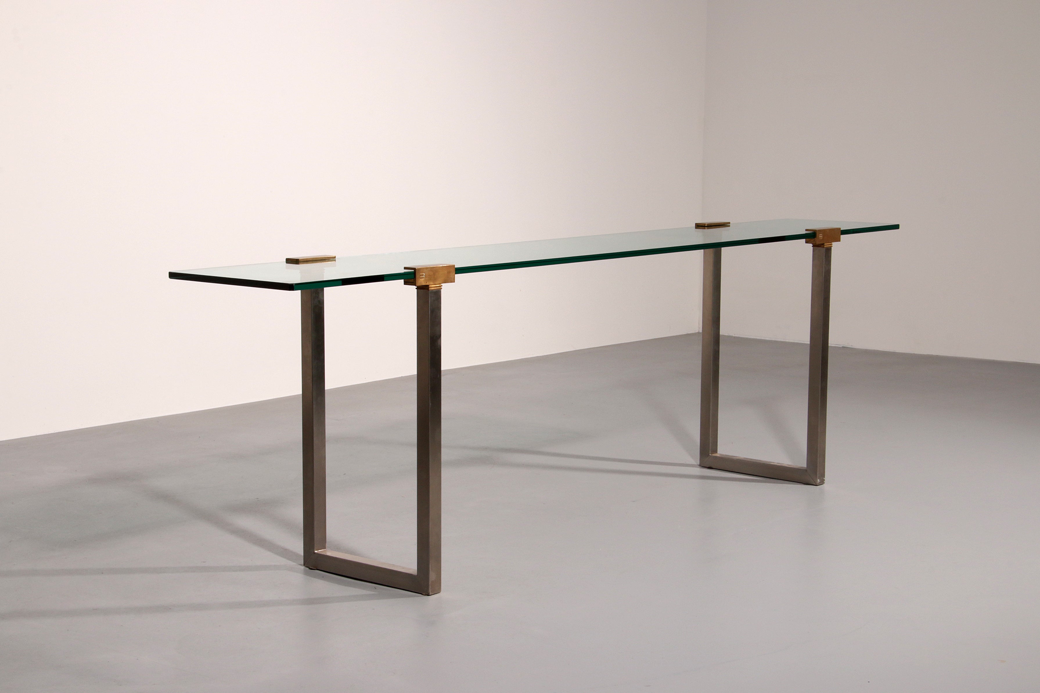 Side Table Glass and Brass by Peter Ghyczy Model T54 1970