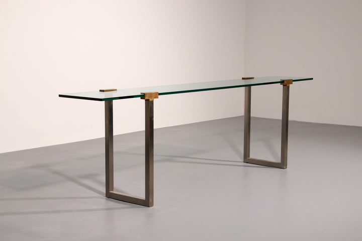 Side Table Glass and Brass by Peter Ghyczy Model T54 1970