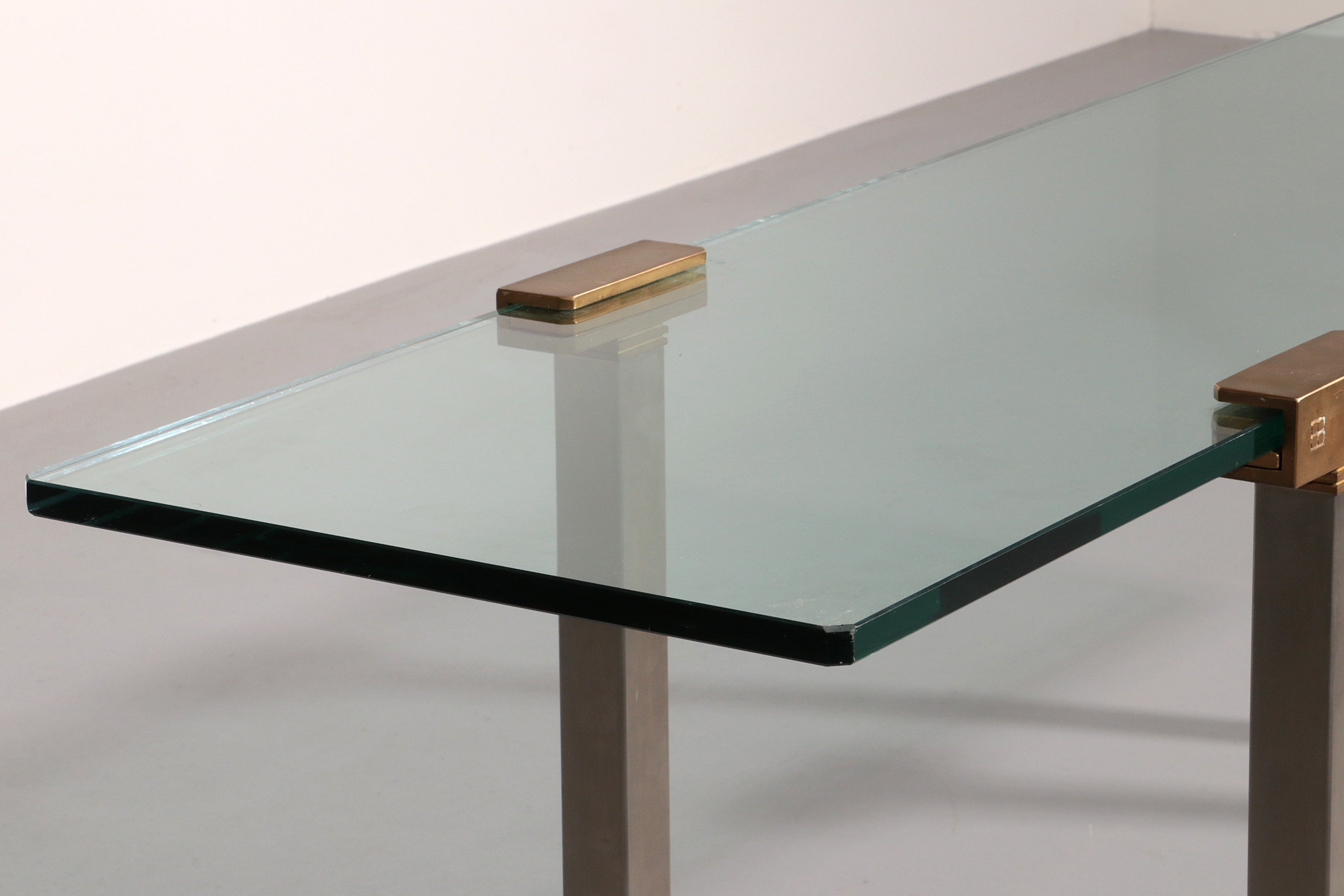 Side Table Glass and Brass by Peter Ghyczy Model T54 1970