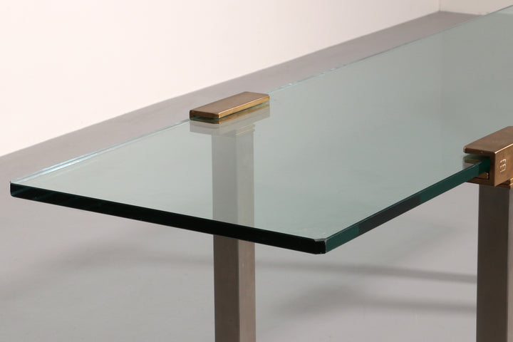 Side Table Glass and Brass by Peter Ghyczy Model T54 1970