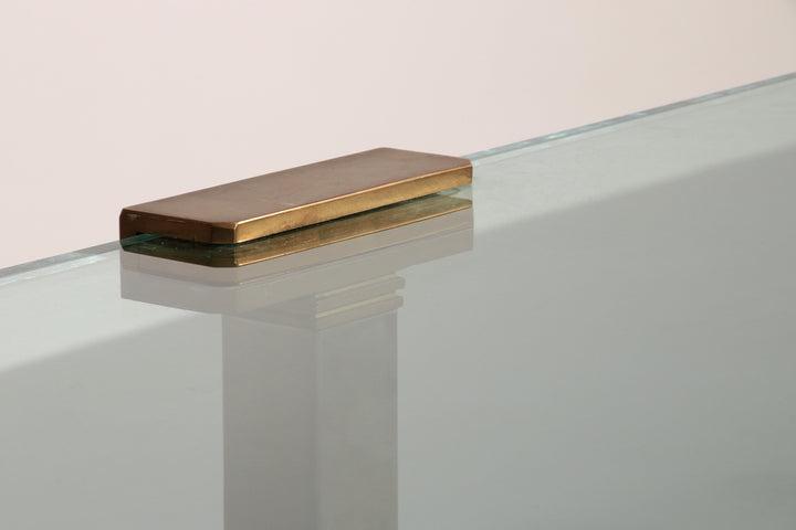 Side Table Glass and Brass by Peter Ghyczy Model T54 1970