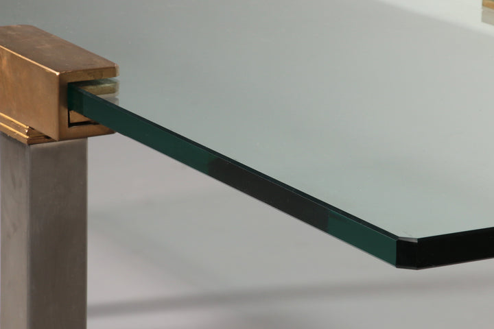 Side Table Glass and Brass by Peter Ghyczy Model T54 1970