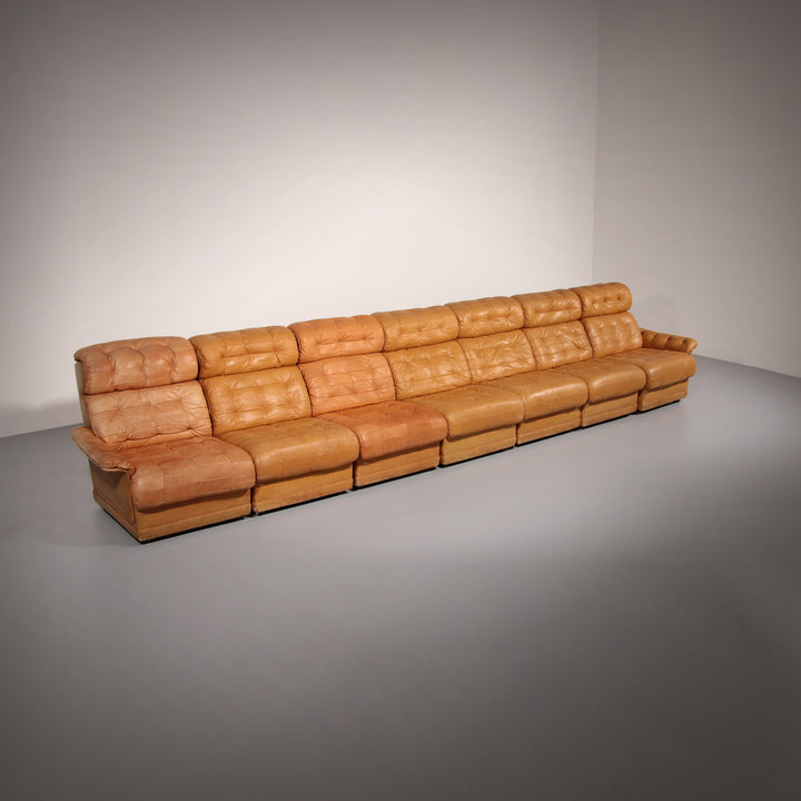 Stunning Modular 1970s Cognac Leather Sofa Set