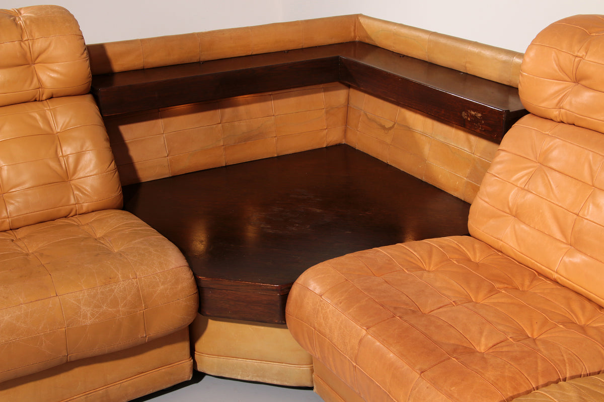 Stunning Modular 1970s Cognac Leather Sofa Set